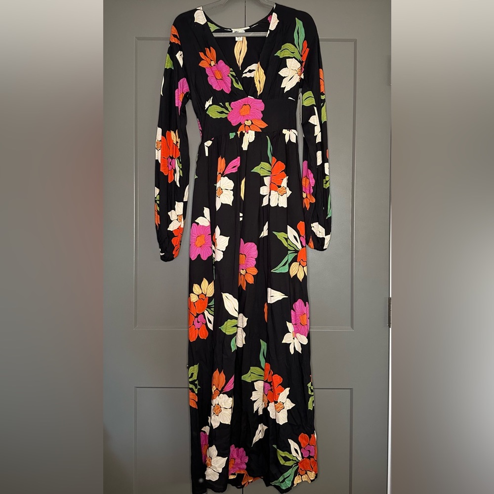 Billabong nightbloom long sleeve maxi dress size S